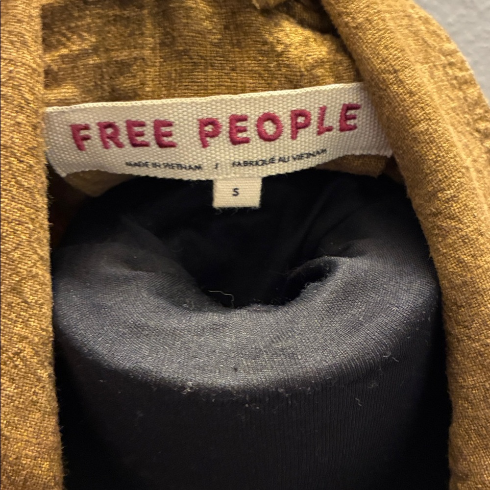 Free People Jayde Mustard Linen Safari Bomber Jacket Small 44” Chest $168 NWOT - Picture 2 of 15
